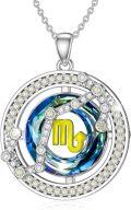 wholesale TOUPOP Valentine's Day Gifts For Her Zodiac Necklace For Women Sterling Silver Constellation Pendant With Circle Crystal Horoscope Sign Astrology Birthstone Birthday Jewelry Gifts For Women Her Mom -0-0