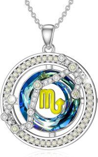 wholesale TOUPOP Valentine's Day Gifts For Her Zodiac Necklace For Women Sterling Silver Constellation Pendant With Circle Crystal Horoscope Sign Astrology Birthstone Birthday Jewelry Gifts For Women Her Mom -undefined
