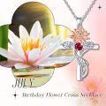 wholesale 925 Sterling Silver 12 Birthstone Flower Pendant Necklace for Women-0-25