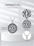 wholesale 925 Sterling Silver Star of David Cross Pentacle Pendant Necklace-0-1