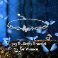 wholesale 925 Sterling Silver Blue & Clear Crystal Butterfly Charm Bracelet for Women and Teen Girls-0-3