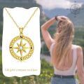 TOUPOP 14K Yellow Gold Compass Pendant Necklace For Women Gift-0-1