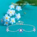 wholesale 925 Sterling Silver Blue Enamel Daisy Chain Link Bracelet for Women-0-4