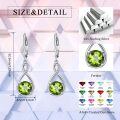 wholesale 925 Sterling Silver Birthstone Threader Earrings Infinity Long Chain Drop Pull Through 12 Stone Birthday Jewelry Gifts for Women-0-75