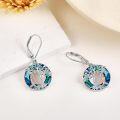 wholesale 925 Sterling Silver Tree of Life Dangle Earrings with Blue Crystal and Rose Gold Ribbon for Women Cat Gifts-0-4