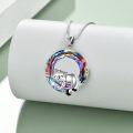 wholesale 925 Sterling Silver Rainbow Crystal Cute Raccoon Pendant Necklace for Women-0-2