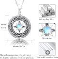 wholesale 925 Sterling Silver Blue Opal Moonstone Celtic Compass Pendant Necklace for Women Girls s-0-3