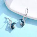 wholesale 925 Sterling Silver Blue Crystal Dolphin Drop Earrings for Women-0-4