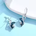 wholesale 925 Sterling Silver Blue Crystal Dolphin Drop Earrings Wholesale for Women-0-4