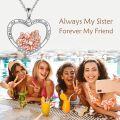 wholesale 925 Sterling Silver Heart-Shaped Yellow Stone Sisters Forever Friendship Pendant Necklace for Women-0-1