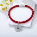wholesale 925 Sterling Silver Evil Eye Bracelet Wholesale With Red Braided Leather-0-1