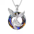 TOUPOP 925 Sterling Silver Crystal Nirvana Of Phoenix Pendant Necklace-0-0