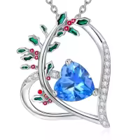wholesale 925 Sterling Silver Birthstone Flower Necklace for Women-12-Dec-Holly