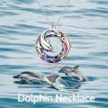 wholesale 925 Sterling Silver Blue Crystal Dolphins Pendant Necklace for Mom & Daughter Gifts-0-16