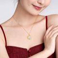 wholesale 14K Gold Moonstone Crescent & Star Pendant Necklace for Women s-0-3