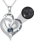 wholesale 925 Sterling Silver Heart Necklace with 100 Languages I Love You Projection Stone, Romantic Gift for Women-0-0