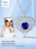 wholesale S925 Sterling Silver & 18K White Gold Plated Sapphire Birthstone Necklace - I Love You Always Forever Engraved Romantic Gift for Women-0-3