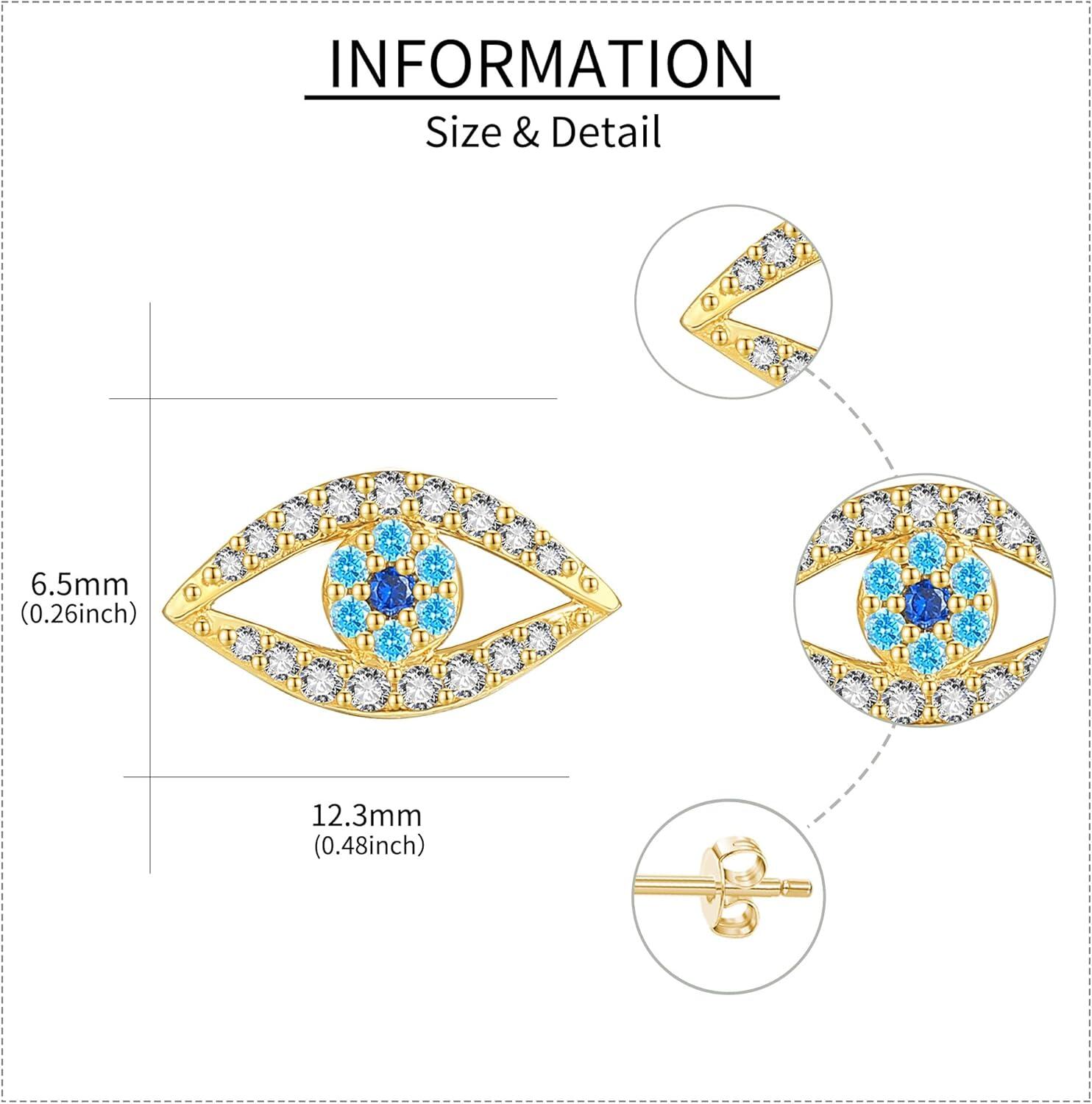 wholesale 14K Gold Evil Eye CZ Stud Earrings - Christmas Gift Ideas for Her-0-3