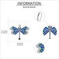 wholesale 925 Sterling Silver Blue Green Enamel Dragonfly Drop Earrings for Women-0-4