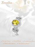 wholesale  S925 Sterling Silver with Citrine Lotus Flower Ring for Women, Adjustable Size, 1 Carat Natural Stone, Gold Plated, Gift for Wife Girlfriend Mom Daughter-0-5