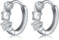 wholesale 925 Sterling Silver Viking Star Huggie Hoop Earrings with Cubic Zirconia Stones-0-0
