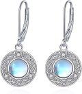 wholesale 925 Sterling Silver Blue Moonstone Celtic Trinity Knot Drop Earrings-0-0