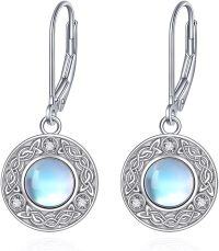 wholesale 925 Sterling Silver Blue Moonstone Celtic Trinity Knot Drop Earrings-Trinity Circle