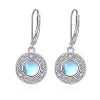 wholesale 925 Sterling Silver Blue Moonstone Celtic Trinity Knot Drop Earrings-Trinity Circle
