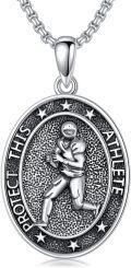 wholesale 925 Sterling Silver Oval Sports Athlete Pendant Necklace - Protect This Athlete Charm Chain s for Men & Women-0-0