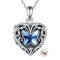 wholesale 925 Sterling Silver Butterfly Heart Photo Locket Necklace for Women-0-0