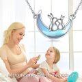 wholesale 925 Sterling Silver Moon & Rabbit Family Pendant Necklaces for Women Girls -0-4
