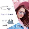wholesale 925 Sterling Silver Blue Crystal Butterfly Charm Anklet for Women-0-1
