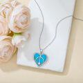 wholesale 925 Sterling Silver Heart-Shaped Turquoise Peace Symbol Pendant Necklace-0-1