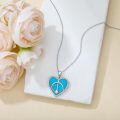 wholesale 925 Sterling Silver Heart-Shaped Turquoise Peace Symbol Pendant Necklace-0-1