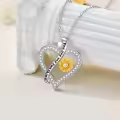 TOUPOP Sterling Silver Sunflower Pendant You Are My Sunshine Necklace-0-3