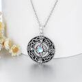wholesale 925 Sterling Silver Round Celtic Knot Moonstone Trinity Wicca Pagan Pendant Necklace-0-2