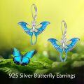 wholesale 925 Sterling Silver Blue Luna Moth Drop Earrings-0-4