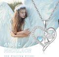 wholesale 925 Sterling Silver Heart Angel Pendant - Cute Guardian Angel Necklace  for Women & Daughters-0-5