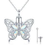 wholesale 925 Sterling Silver Butterfly Opal Urn Pendant Necklace Cremation Memorial Keepsake Jewelry-A-Opal Necklace
