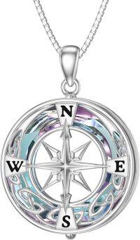 wholesale TOUPOP Celtic Compass Necklace For Women Sterling Silver Celtic Knot Necklace Compass Gifts Jewelry For Women Sister Wife Mom Girlfriend Friend Birthday Christmas Gift Graduation Gifts -undefined