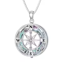 TOUPOP Sterling Silver Celtic Knot Compass Necklace For Women Gifts-undefined
