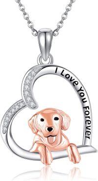 wholesale 925 Sterling Silver I Love You Forever Dog Pendant Necklaces Gift for Women-Golden Retriever