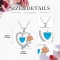 wholesale 925 Sterling Silver Turquoise Heart & Rose Gold Plated Flower Pendant Necklace for Women-0-4