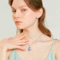 wholesale 925 Sterling Silver Dolphin Anchor Necklace With Blue Crystal And Rose Gold Starfish Detail-0-5