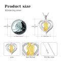 wholesale 925 Sterling Silver Saint Michael Archangel Heart Pendant Necklace Two Tone Platinum Plated-0-5