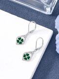 wholesale 925 Sterling Silver Green Enamel Four-Leaf Clover Drop Earrings for Women Irish Lucky Charm Jewelry St Patricks Day Gift-0-1