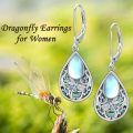 wholesale 925 Sterling Silver Dragonfly Moonstone Abalone Shell Teardrop Drop Earrings For Women-0-1