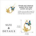 wholesale 14K Gold Blue Enamel Flower & Butterfly Pendant Necklace for Women-0-1