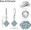 wholesale 925 Sterling Silver Tree of Life Drop Earrings with Turquoise and Cubic Zirconia for Women-0-1