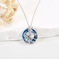 wholesale 925 Sterling Silver Turtle & Starfish Blue Crystal Ocean Wave Pendant Necklace-0-3